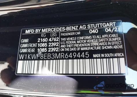 2021 Mercedes-Benz C 300 4Matic from USA, damaged, VIN W1KWF8EB3MR649445